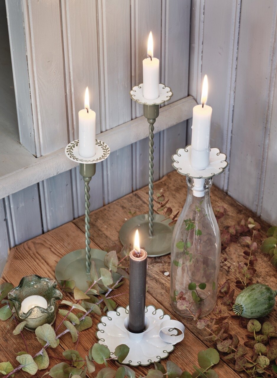 Candle Holder Saga White/Green