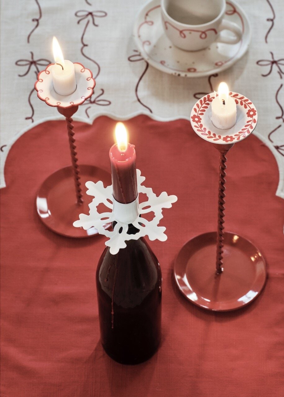 Candle Holder for Bottle Snowflake White