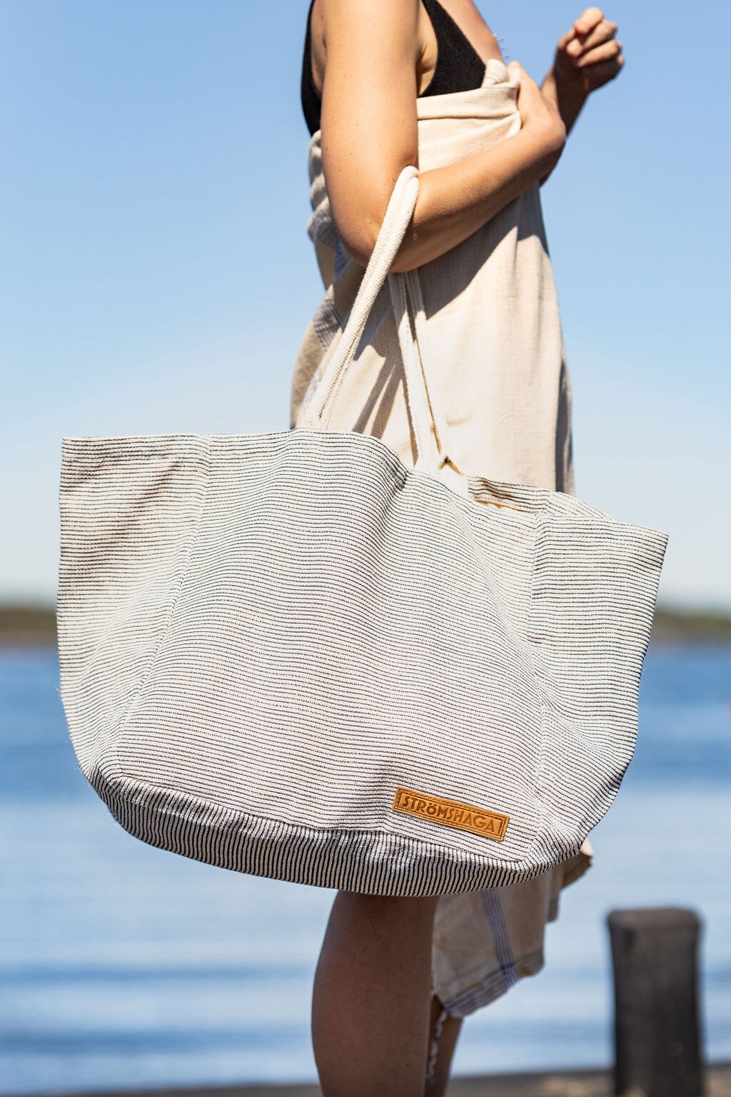 Beach Bag Ester Blue/White