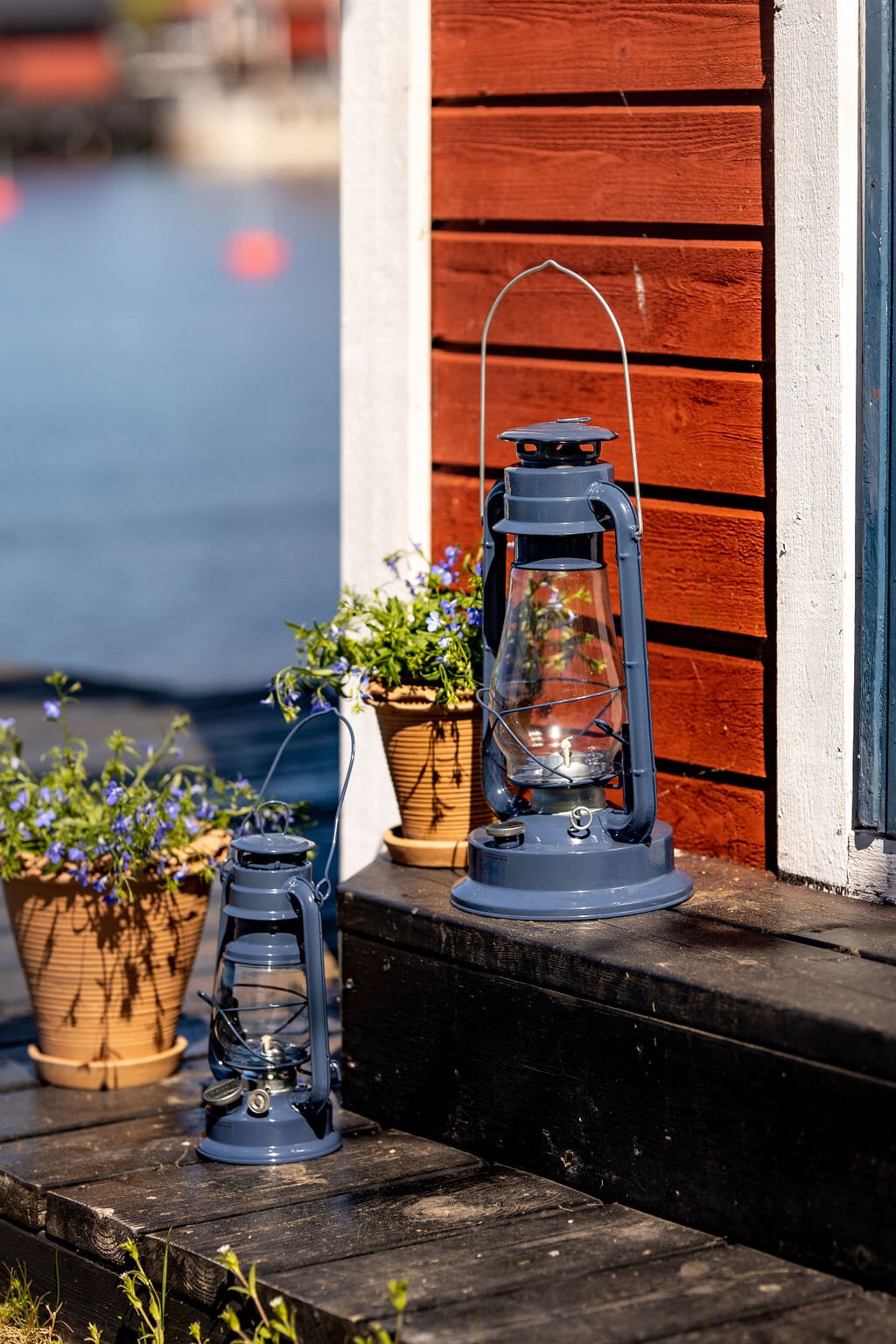 Hurricane Lantern Dark Blue Small