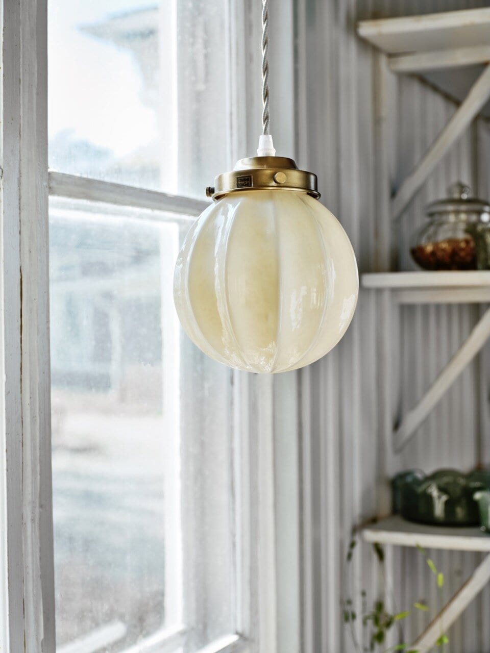 Ceiling Lamp Marit Brass/Opal Beige Small