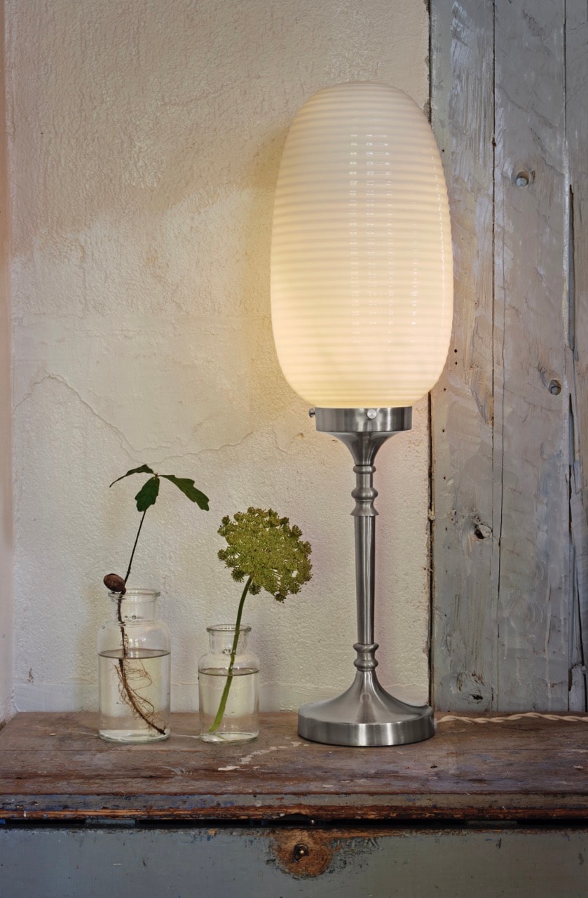 Table Lamp Evald Nickel/Opal White