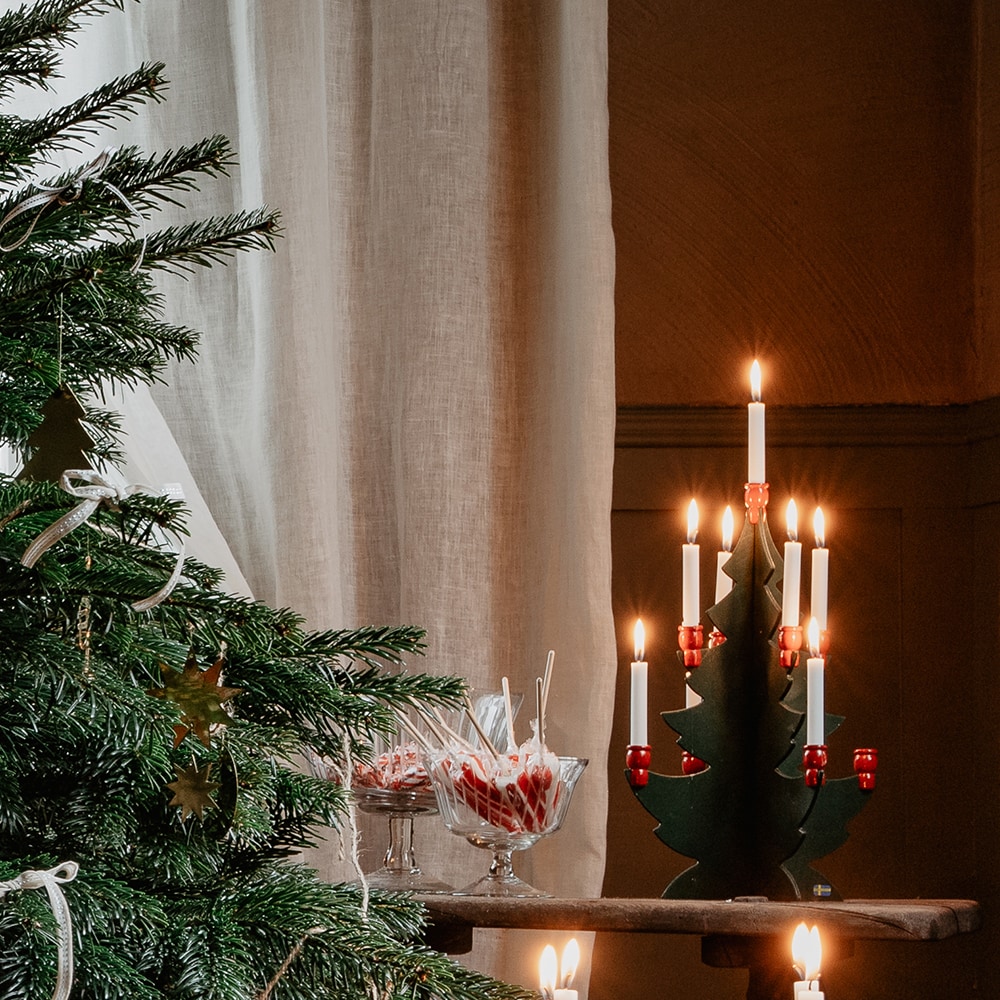 Christmas Tree w. Candle Holders Large Green/Red