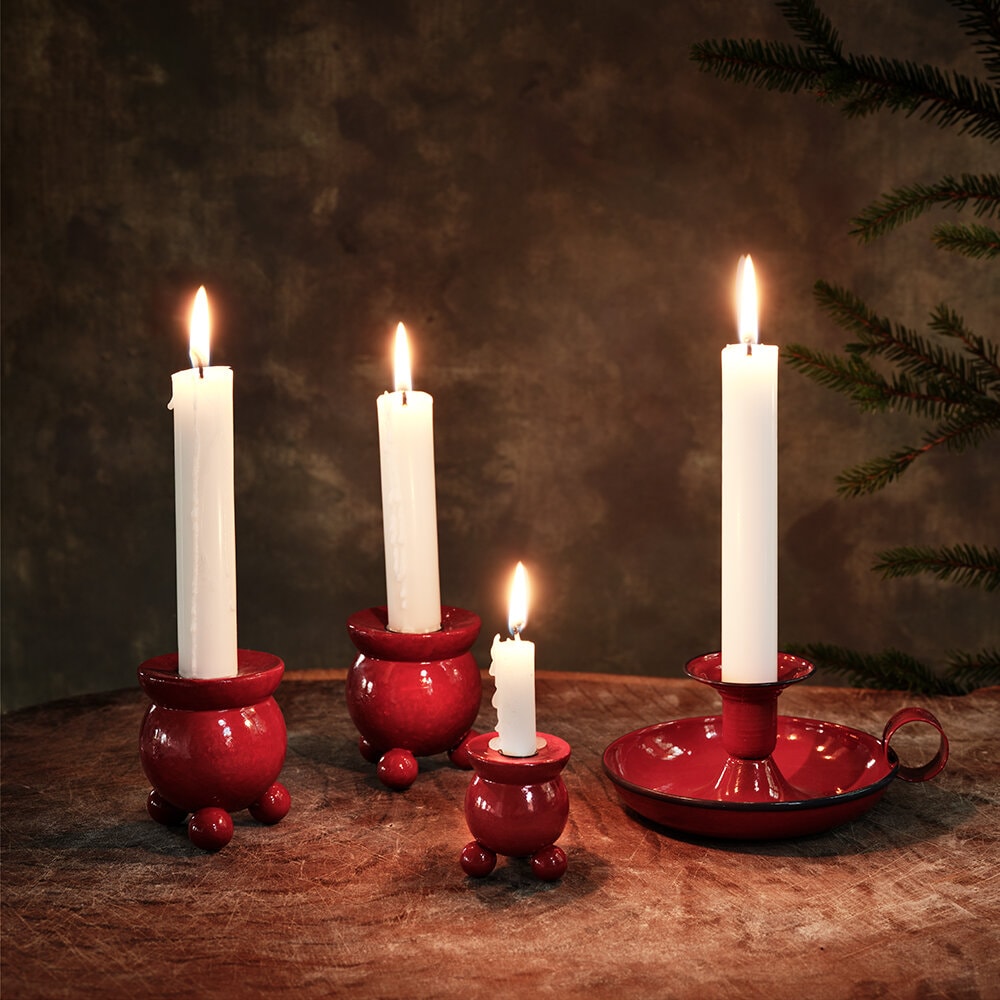 Round Candle Holder for Antique Candle Red