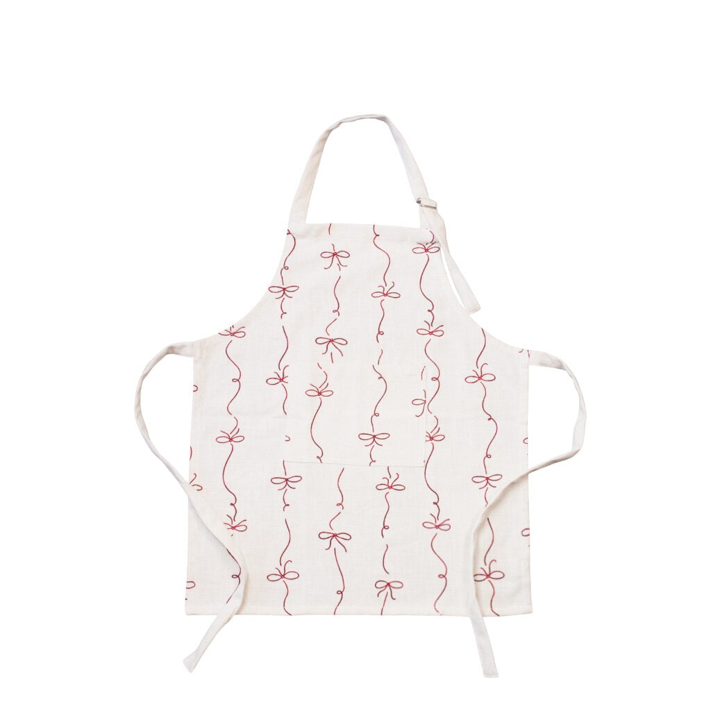 Children's Apron Bow White/Red