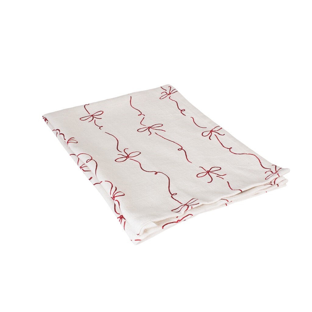 Kitchen Towel Bow White/Red