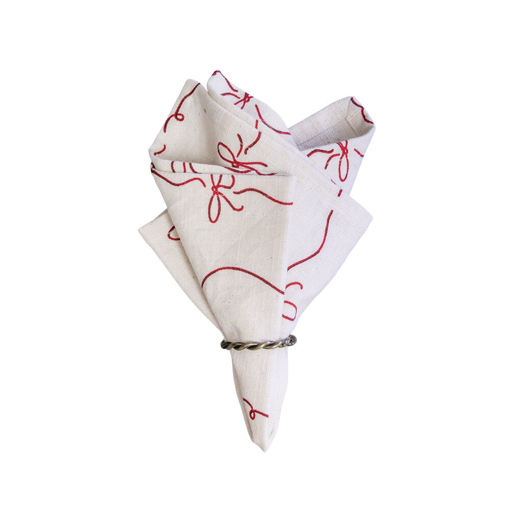 Napkin Bow White/Red