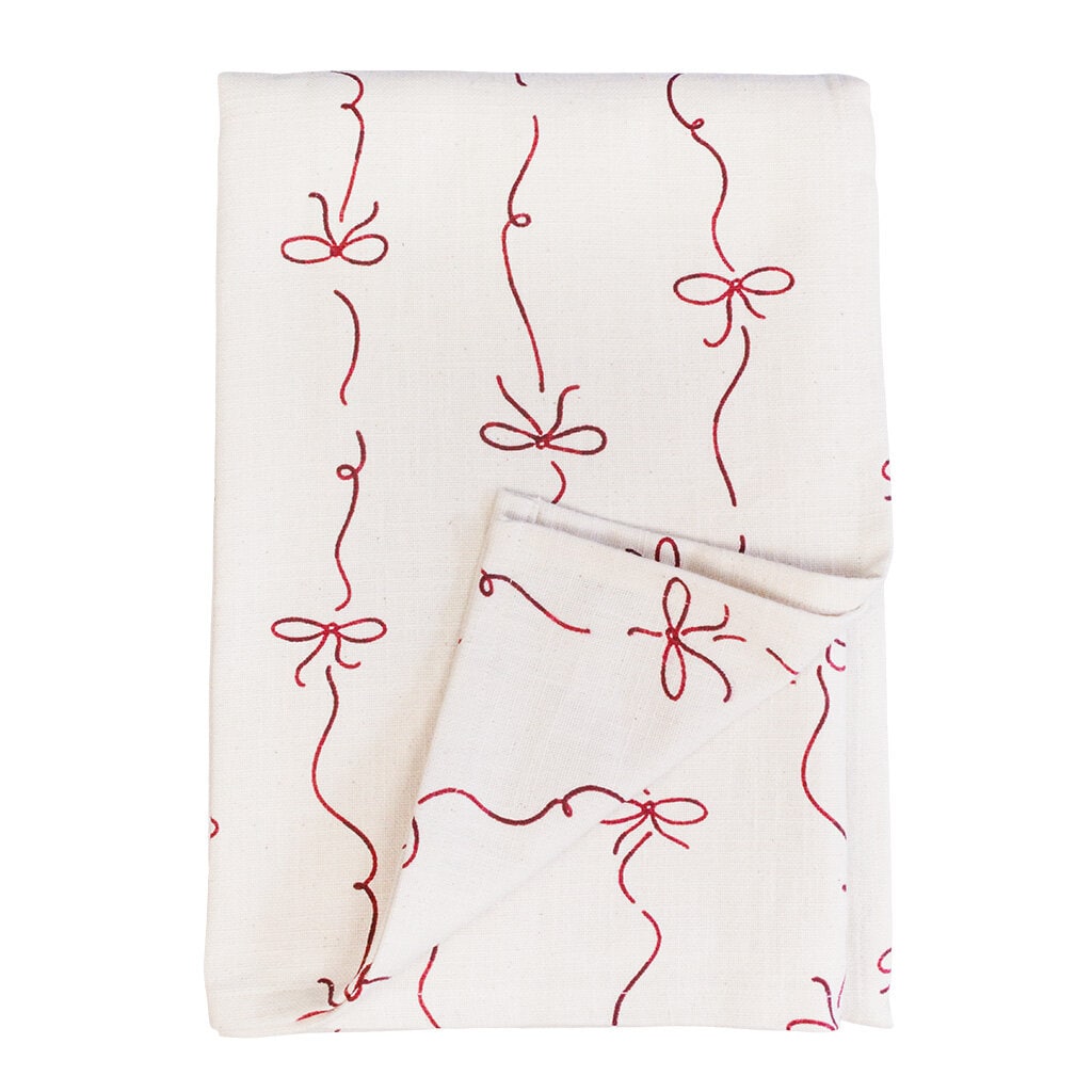 Table Cloth Bow White/Red