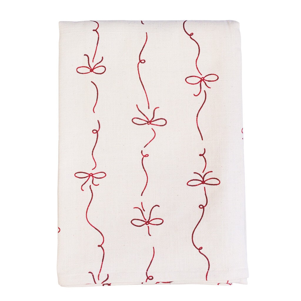 Table Cloth Bow White/Red