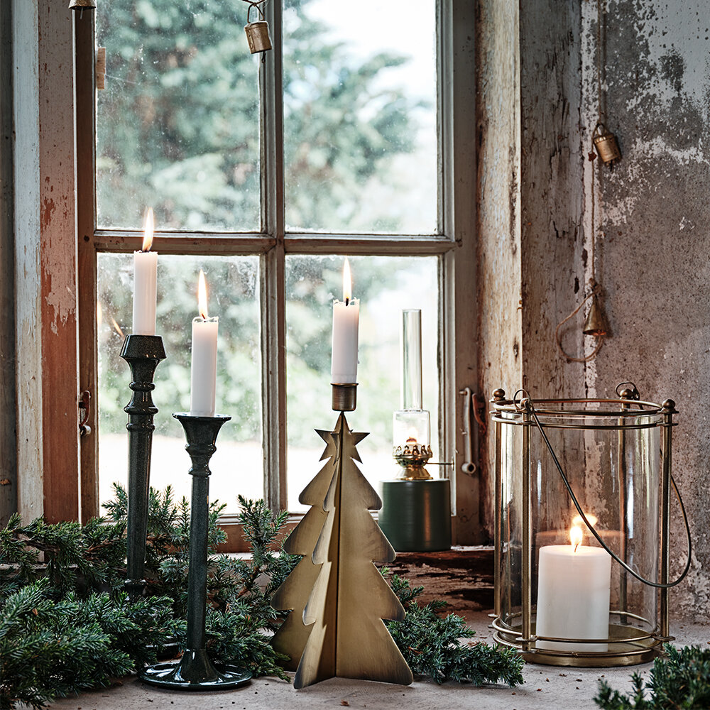 Candle Holder Christmas Tree Antique Brass