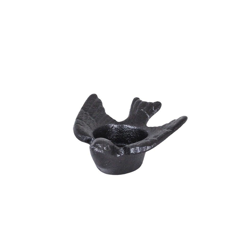 Tea Light Holder Bird Cast Iron Black