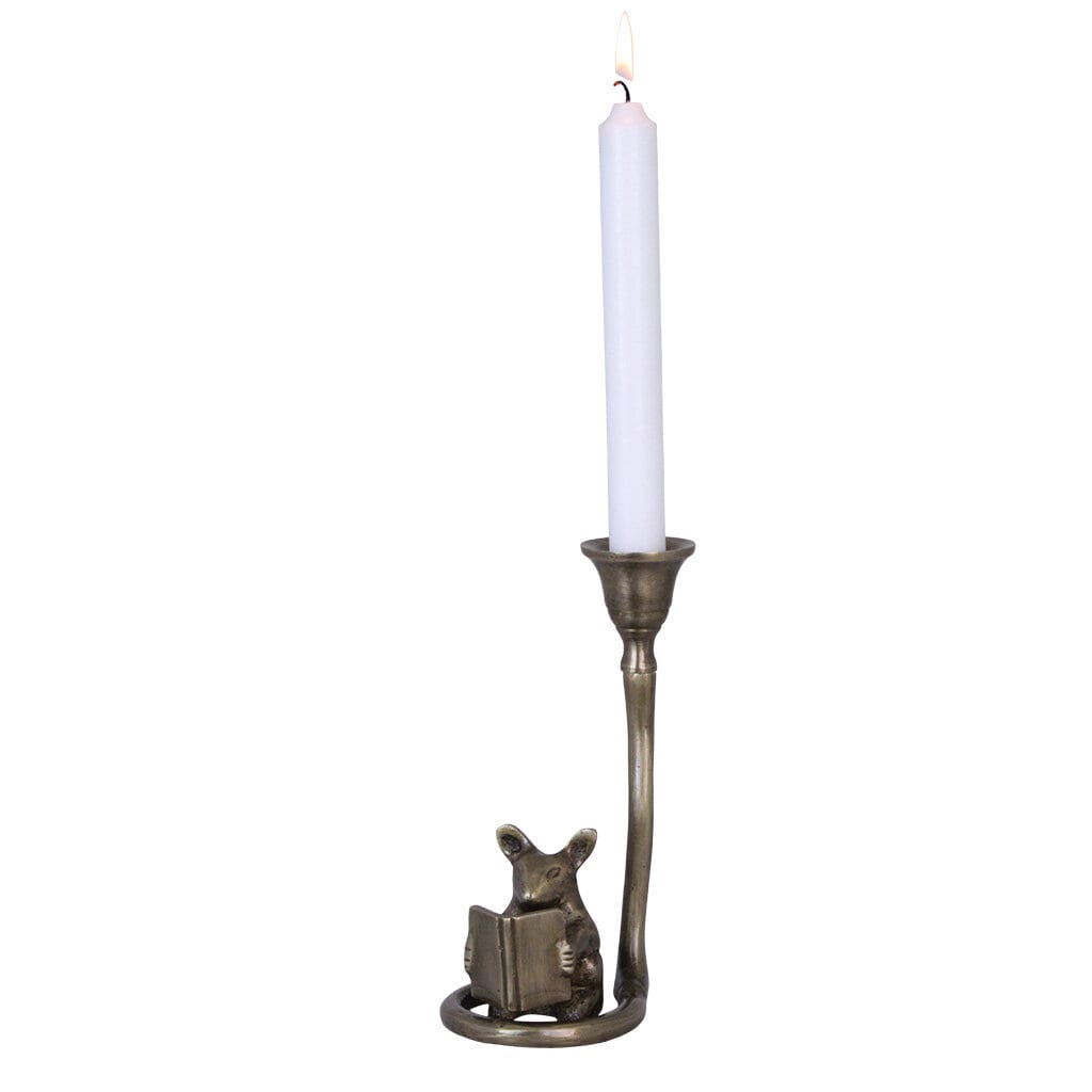 Candle Holder Mouse Antique Brass