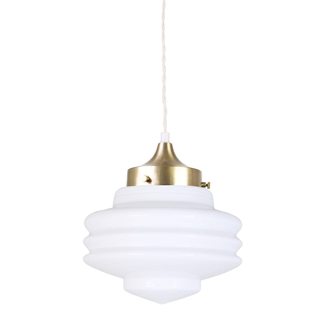 Pendant Lamp Valter w. Twisted Cord Brass/Opal White