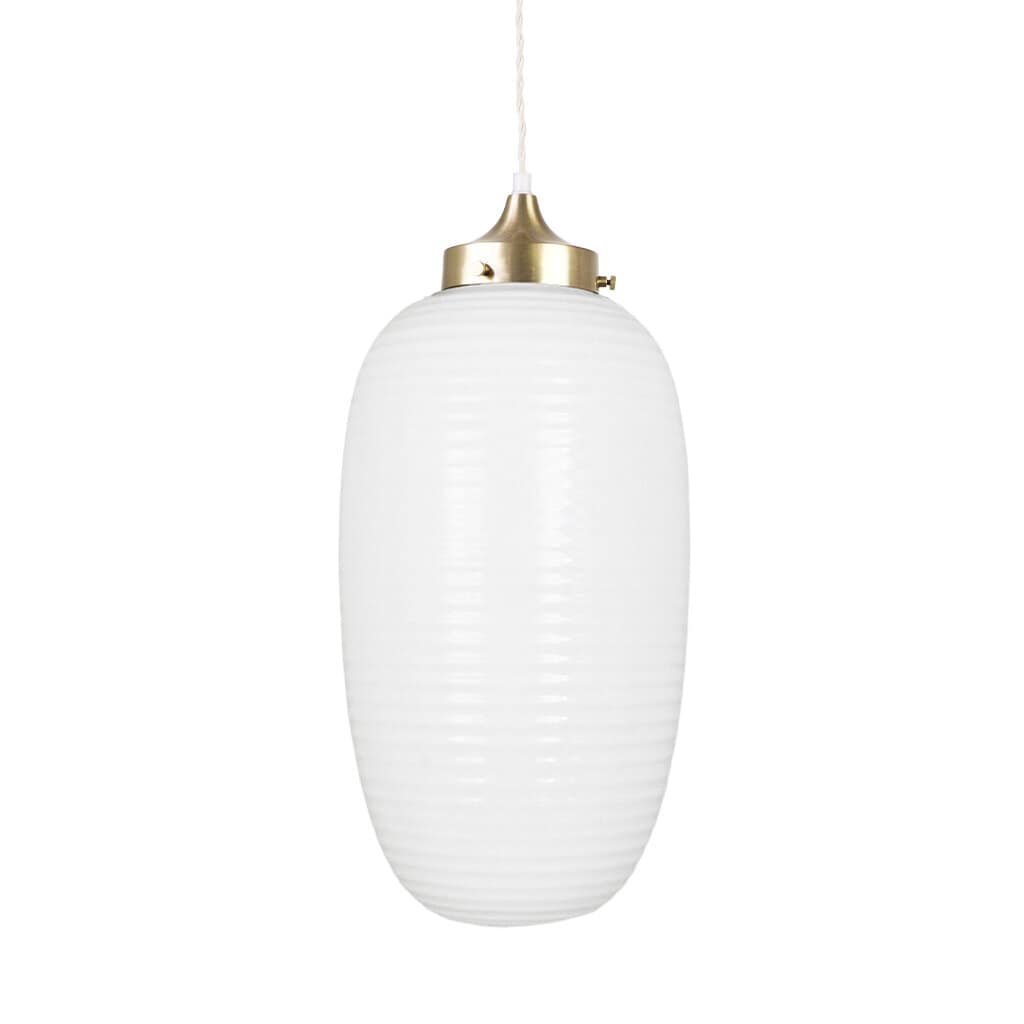 Pendant Lamp Evald w. Twisted Cord Brass/Opal White