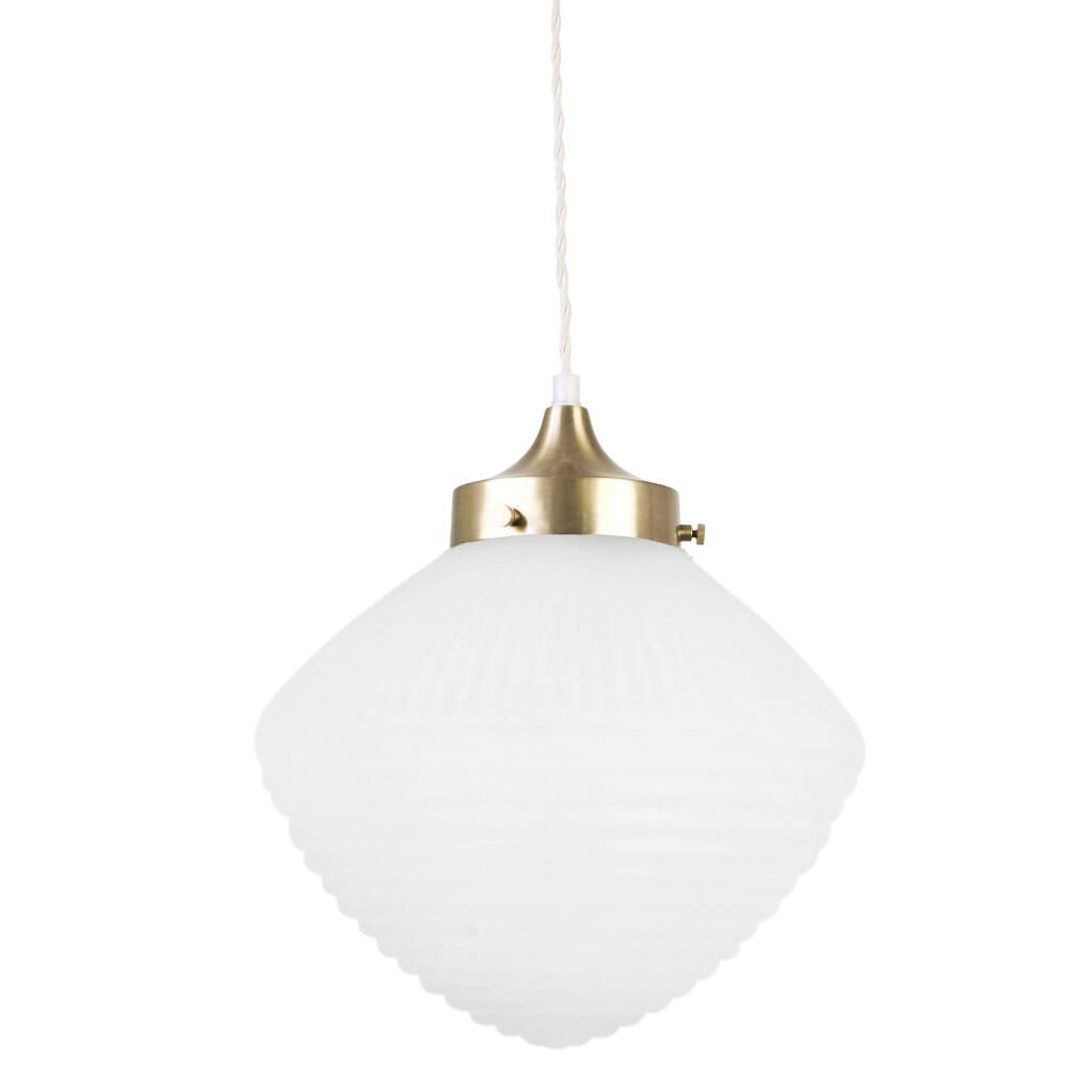 Pendant Lamp Alfred w. Twisted Cord Brass/Frost