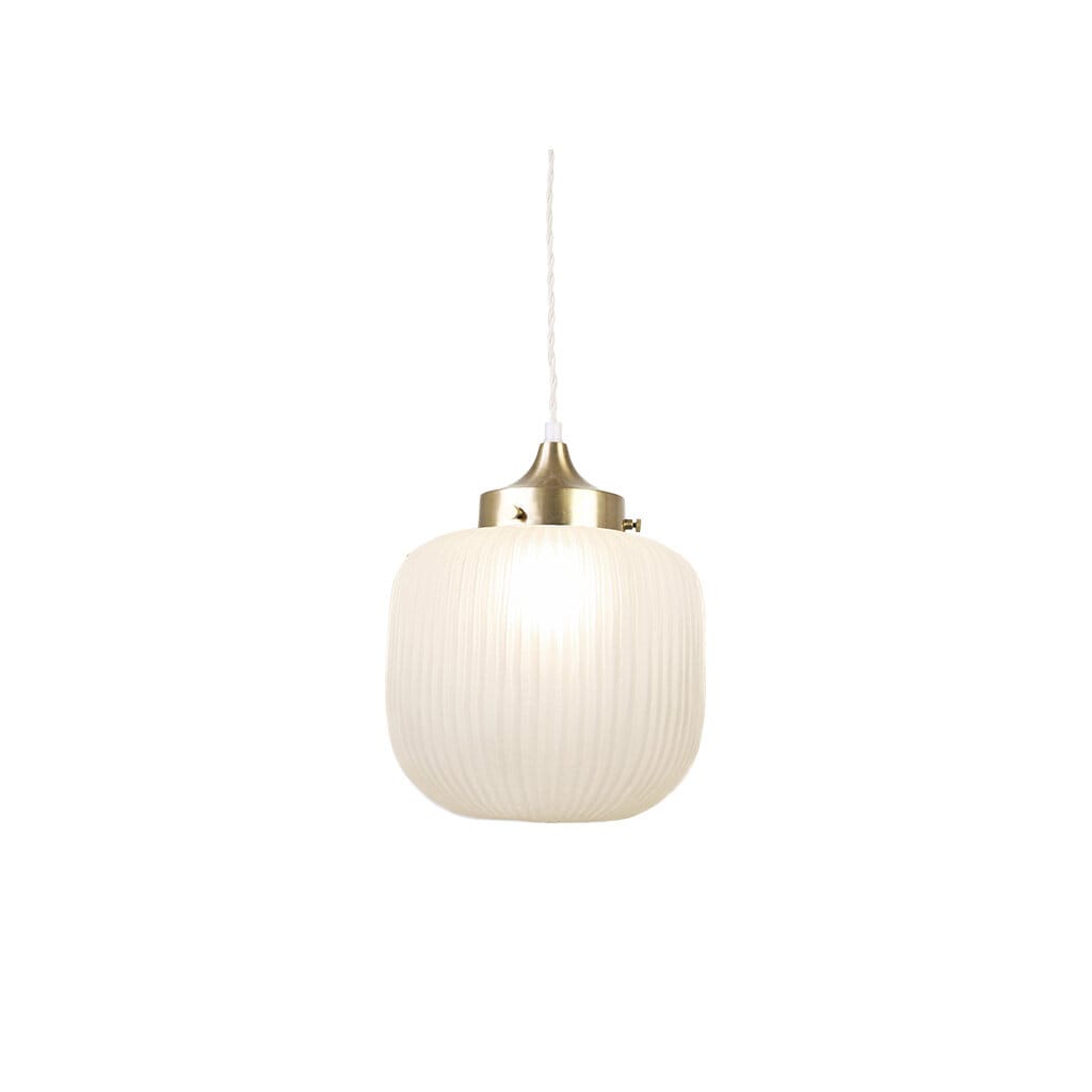 Pendant Lamp Eli w. Twisted Cord Brass/Frost Small