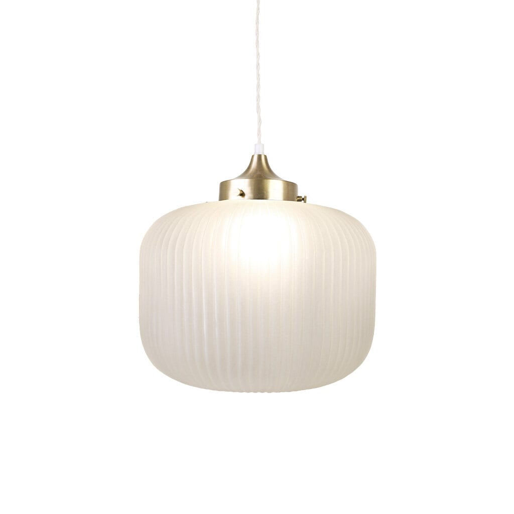 Pendant Lamp Eli w. Twisted Cord Brass/Frost Large