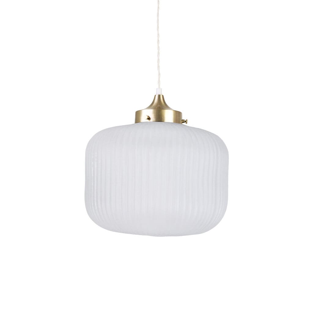 Pendant Lamp Eli w. Twisted Cord Brass/Frost Large