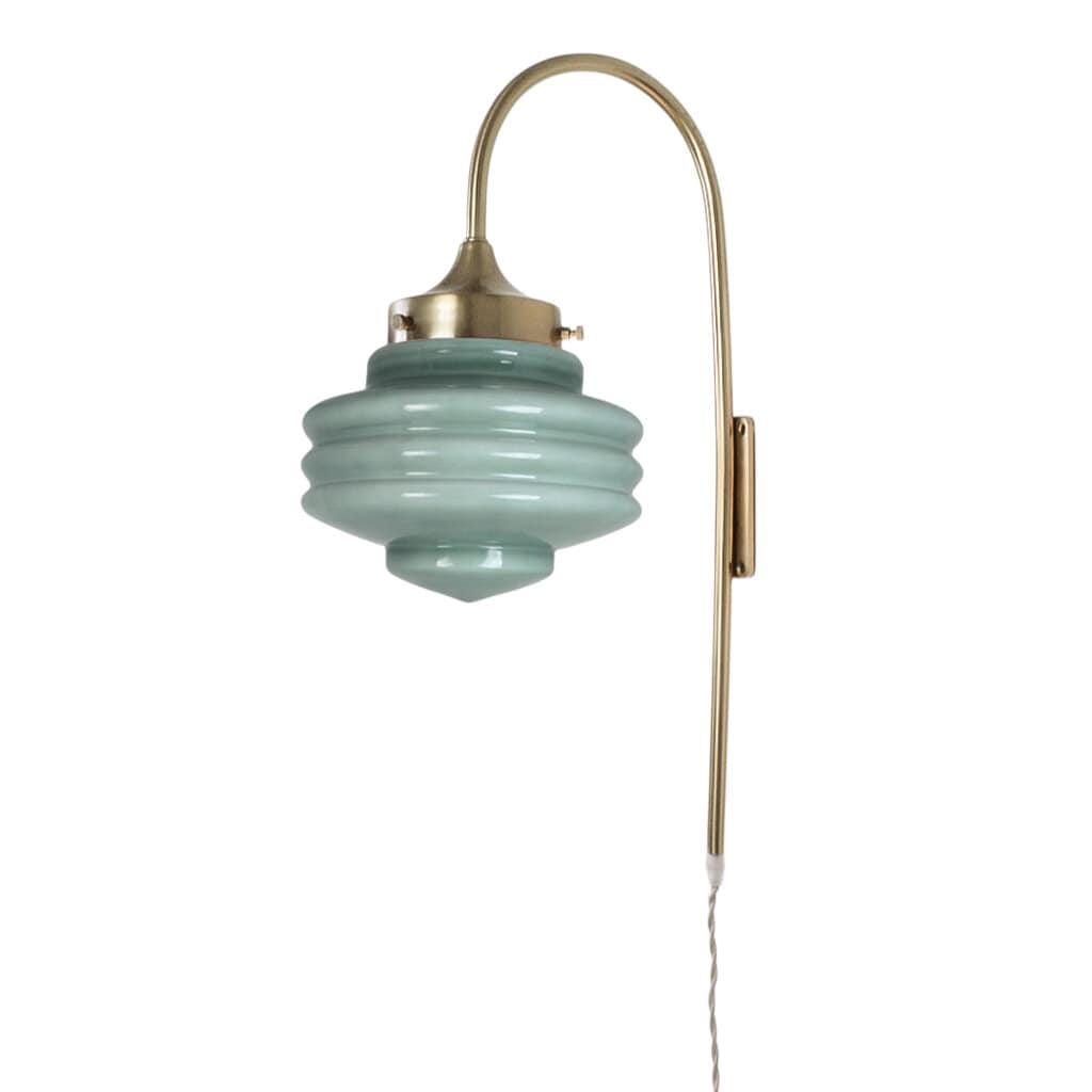 Wall Lamp Rounded Valter Brass/Opal Green