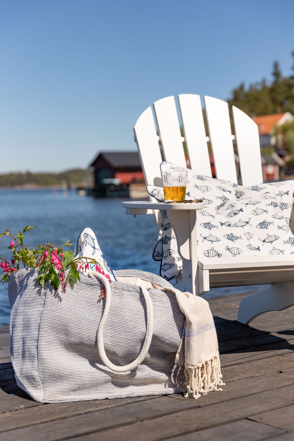 Beach Bag Ester Blue/White