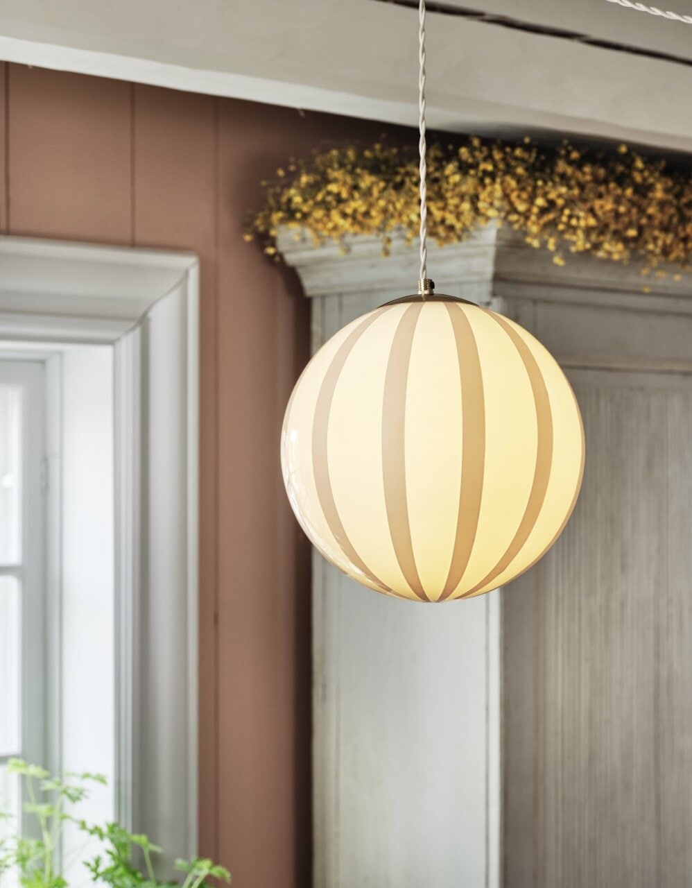 Pendant Lamp Alba Opal Beige/White Large